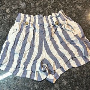 American Eagle Paper Bag Striped Highwaist Shorts.